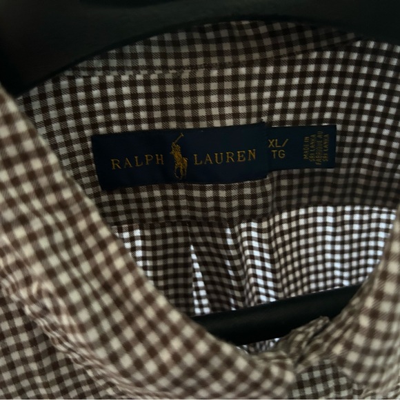 Brown plaid lightweight button-down shirt — Polo RL XL - Picture 3 of 3